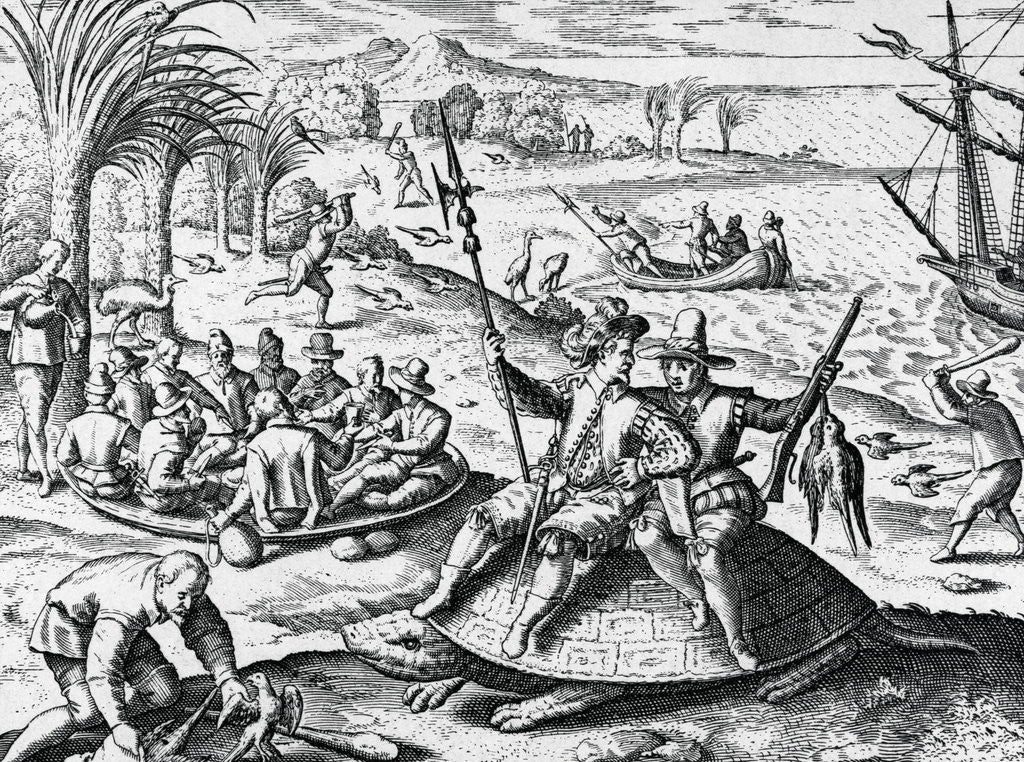 Detail of Dutch Explorers Enjoying Island by Anonymous