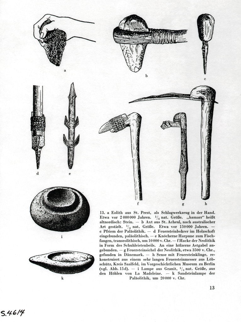 Detail of Book Illustration of Prehistoric Tools by Anonymous
