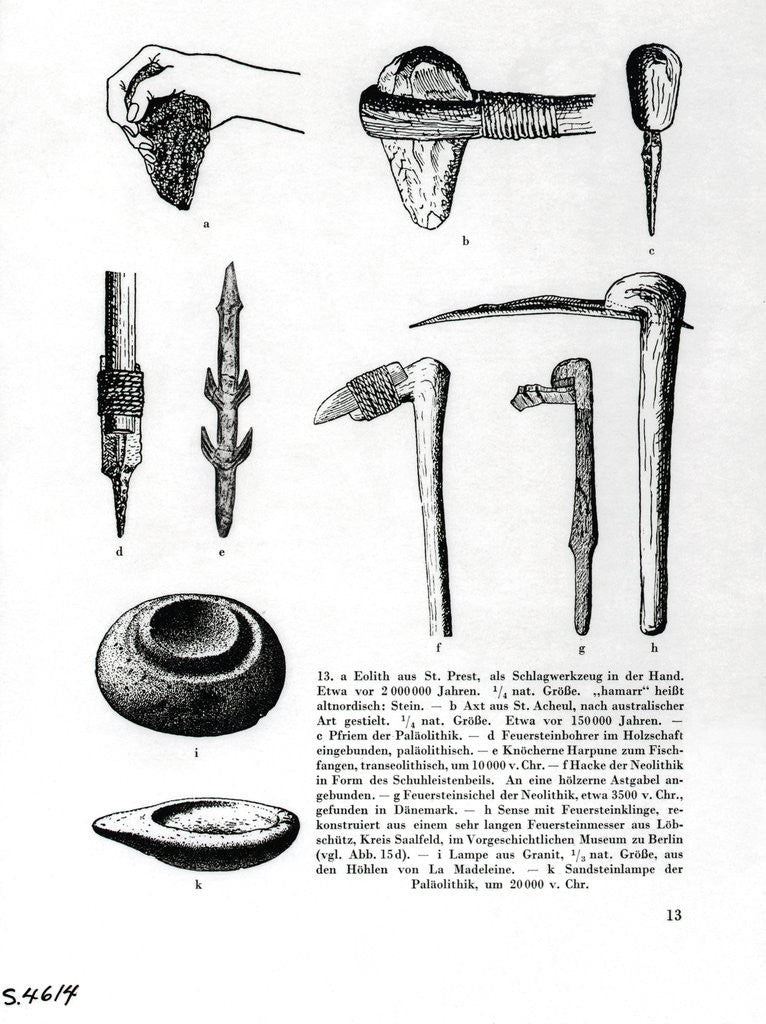 Detail of Book Illustration of Prehistoric Tools by Corbis
