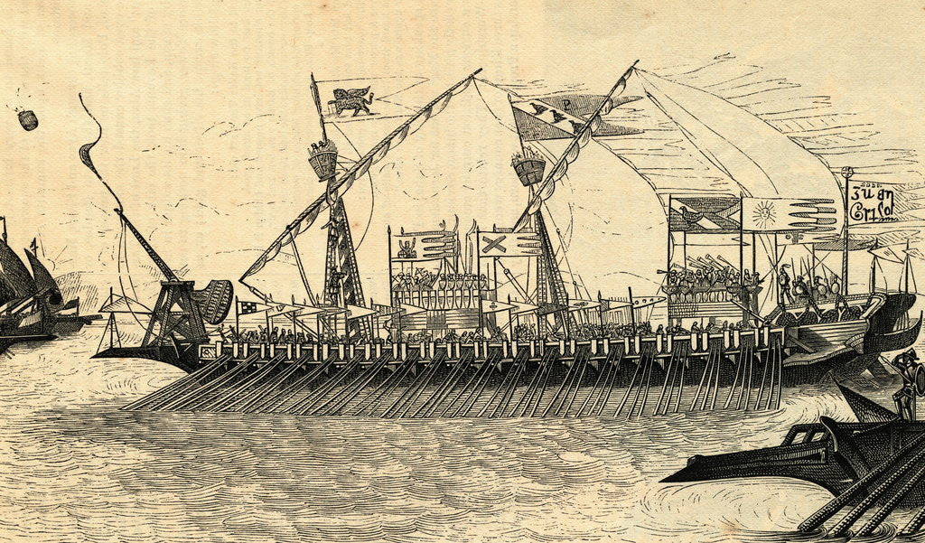 Detail of Galley Ship on the Seas by Anonymous