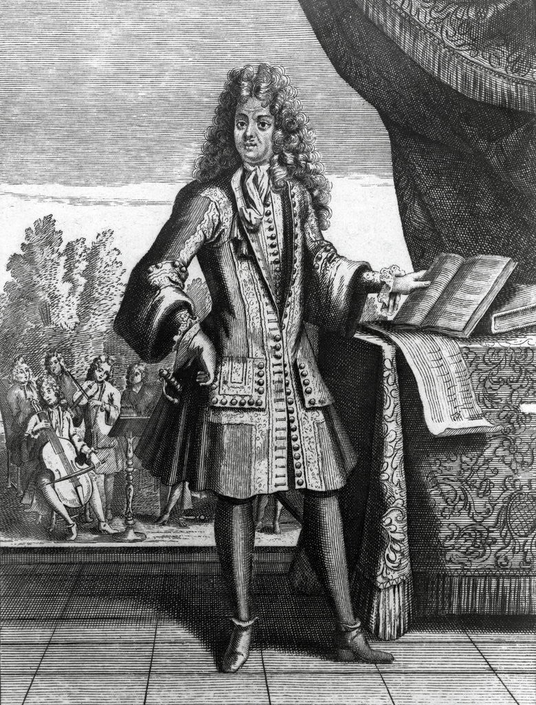 Detail of Drawing of Jean Baptiste Lully near His Orchestra by Anonymous
