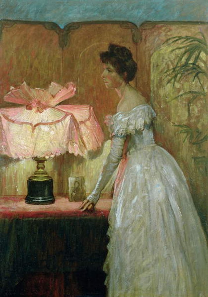 Detail of Lamplight Study of Interior with Lady, 1891 by Frank Dicksee
