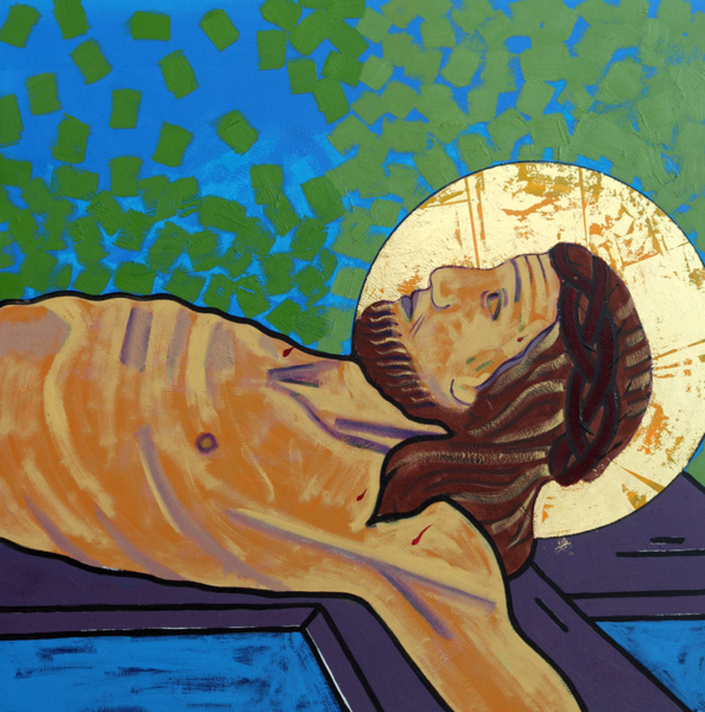 Detail of Jesus is nailed to the cross, 2017 by Sara Hayward