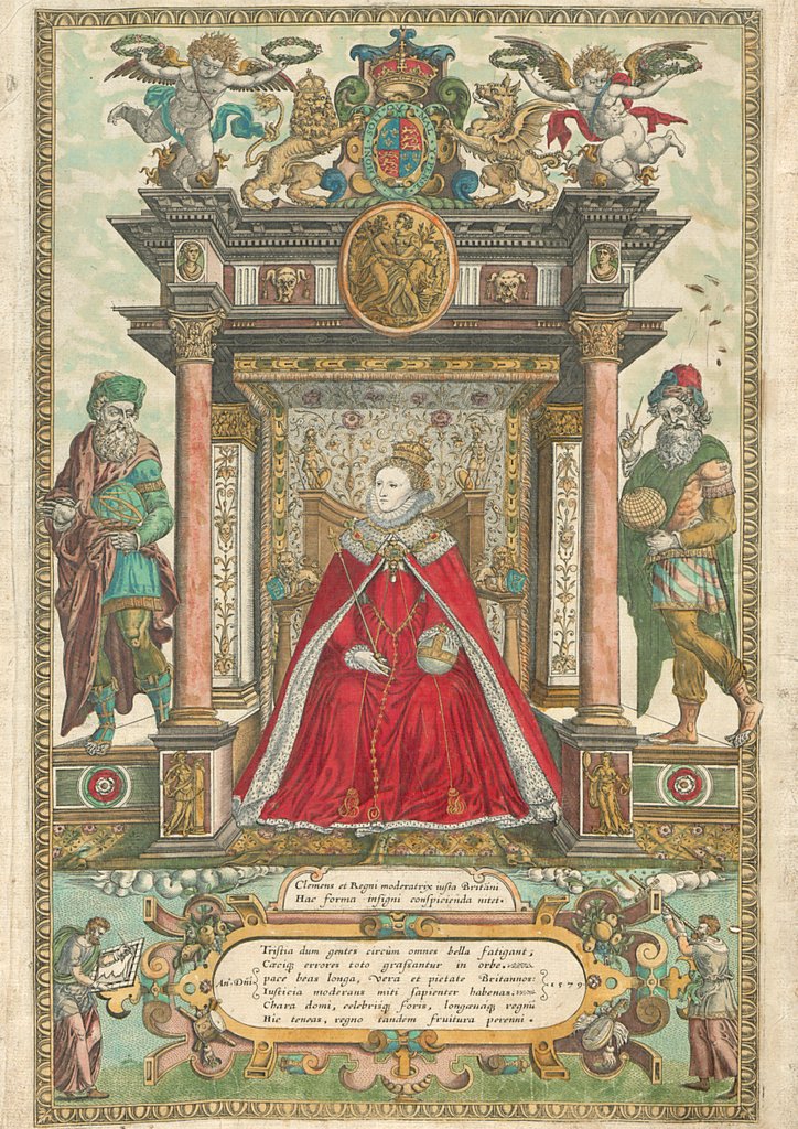 Detail of Frontispiece from Christopher Saxton's Atlas of the Counties of England and Wales, 1579 by Christopher Saxton