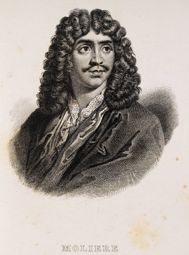 Detail of Portrait Engraving of Moliere by Anonymous