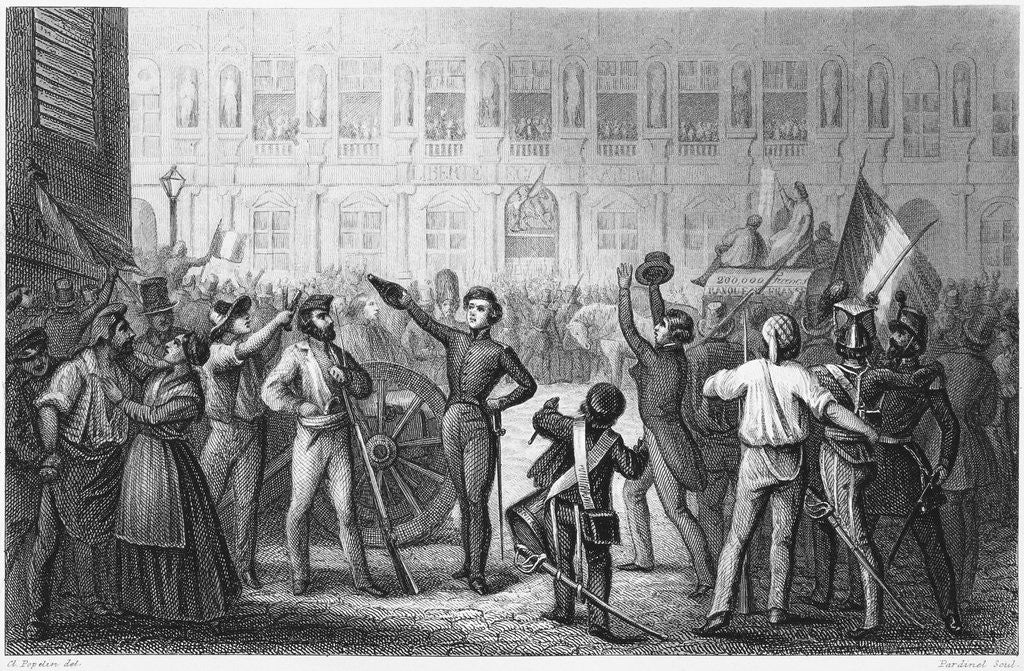 Detail of Engraving Depicting the Adoption of the Tricolor Flag from Splendors of the French National Guard by Anonymous