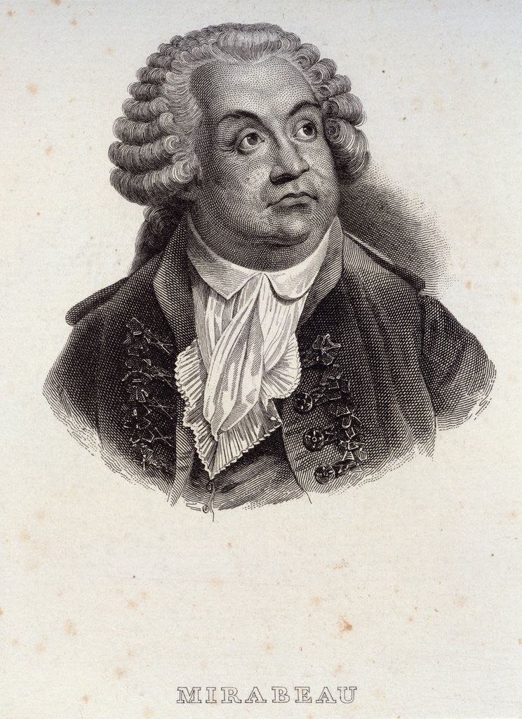Detail of Portrait of Honore Gabriel Riqueti, Comte de Mirabeau by Anonymous