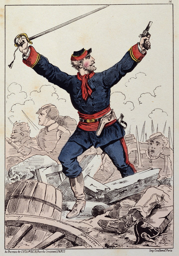 Detail of Hand-Colored Print Showing the Siege of Paris by Anonymous