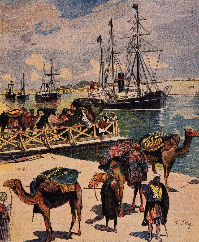 Detail of Camels Waiting at the Suez Canal by Anonymous