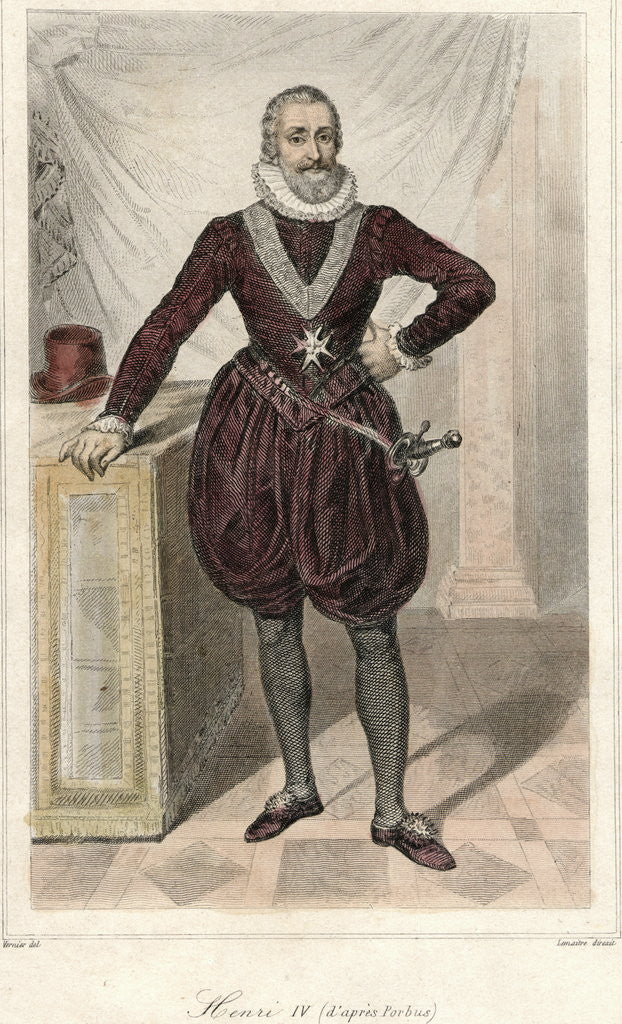 Detail of Portrait Engraving of Henry IV, King of France by Anonymous