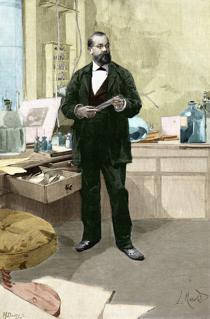 Detail of Engraving of Robert Koch in his Laboratory by Anonymous
