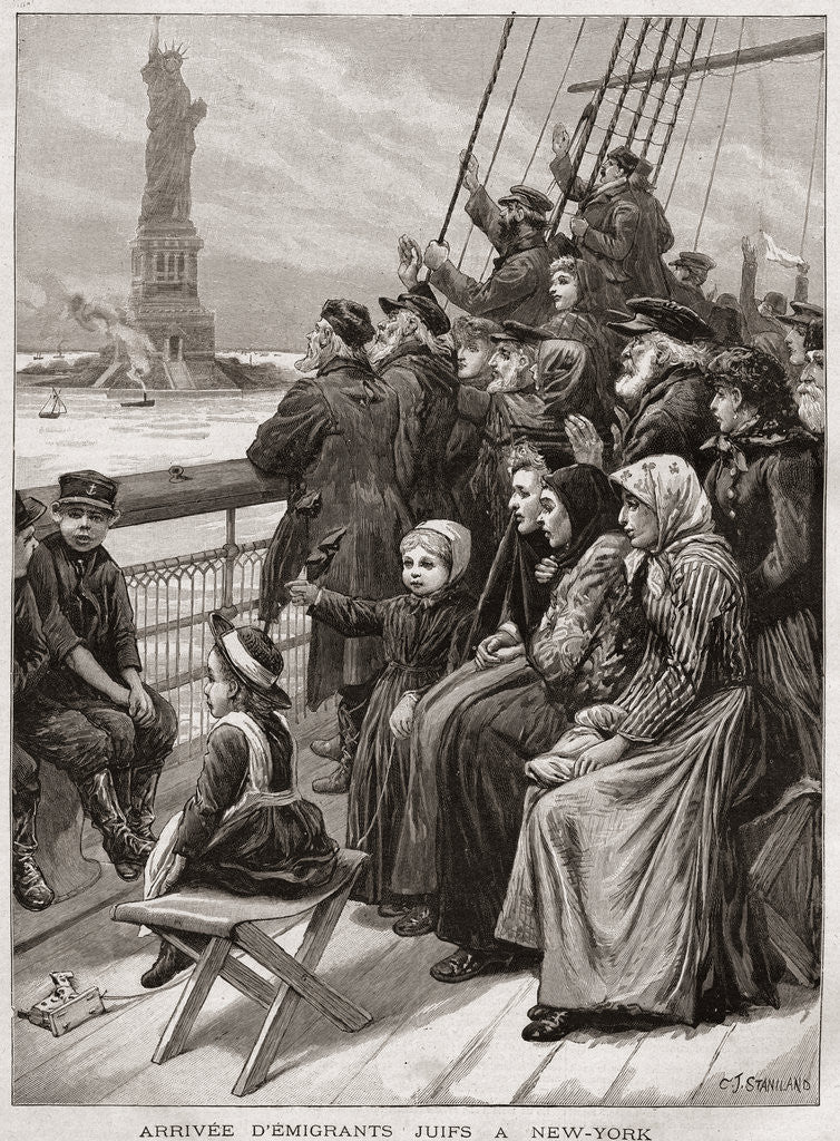 Detail of Arrivee d'Emigrants Juifs a New-York by Charles Joseph Staniland