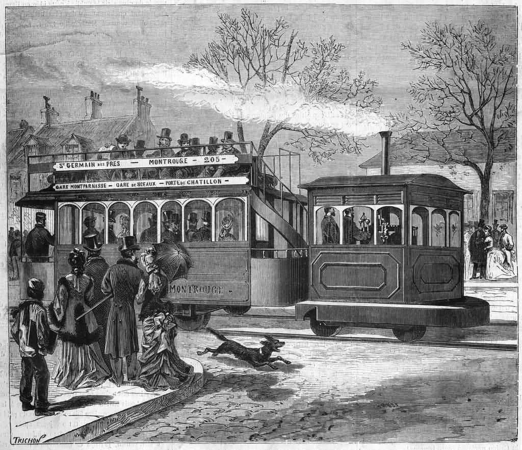 Detail of Illustration of a Steam Tramway in Paris in 1876 by Anonymous