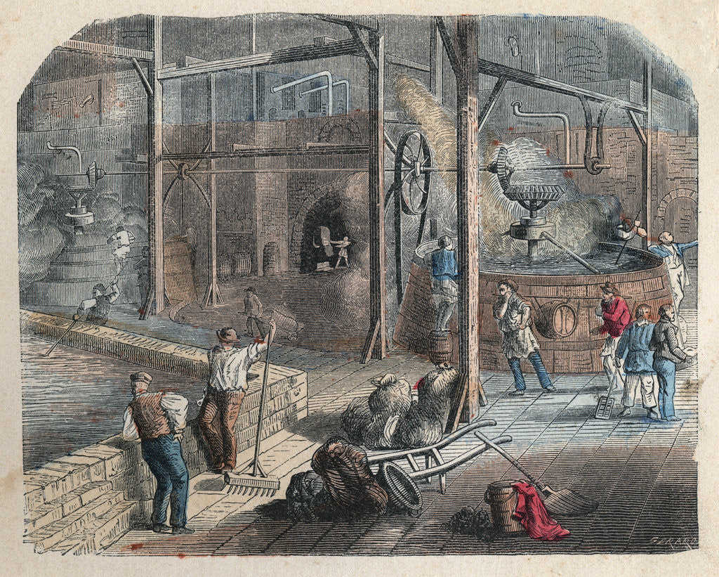Detail of 19th-Century Illustration of Beer Brewing by Corbis