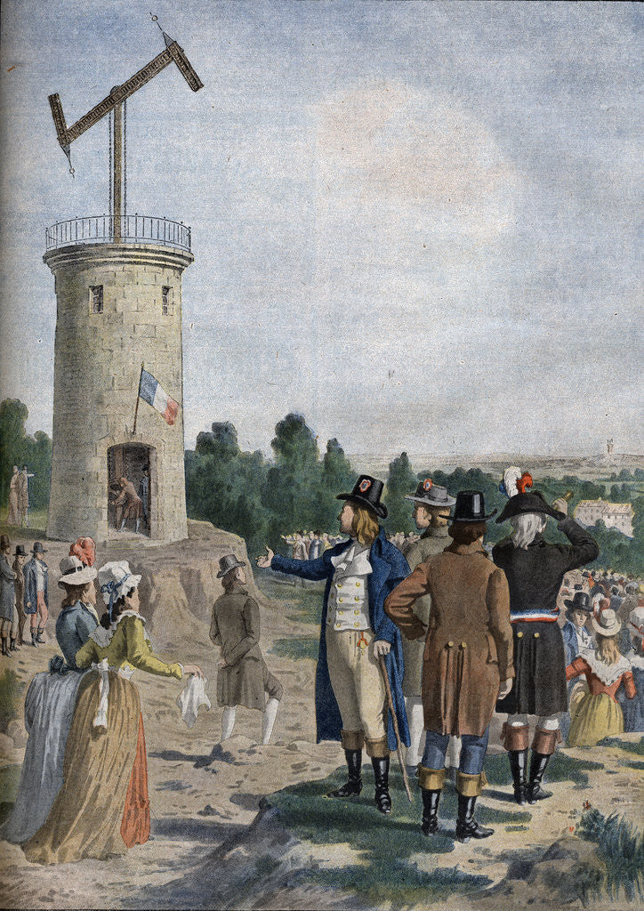 Detail of Illustration of the Experiment of the Telegraph of Cap in the Park of Saint-Fargeau in Menilmontant in July of 1763 by Anonymous
