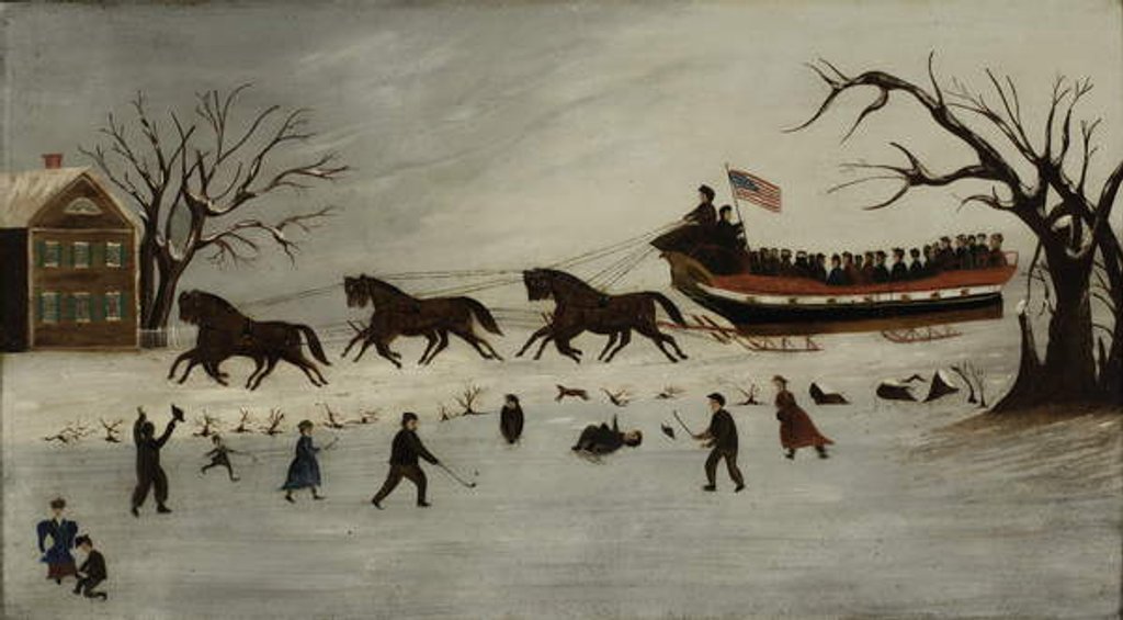 Detail of The Suffragettes Taking a Sleigh Ride, 1870-90 by American School