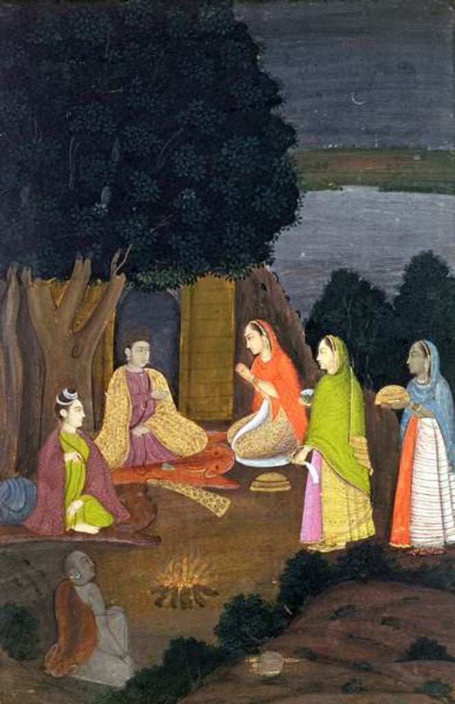 Detail of Ladies visiting a Yogini, School of Faqurullah Khan, Lucknow, Uttar Pradesh by Indian School