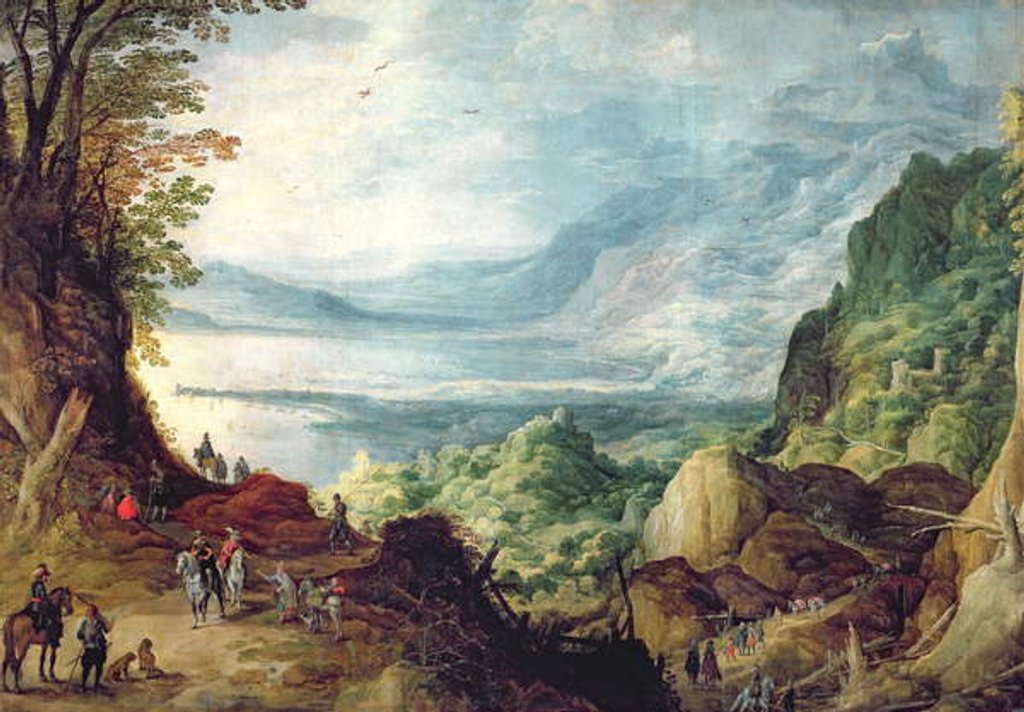 Detail of Landscape with Sea and Mountains by Joos de The Younger Momper