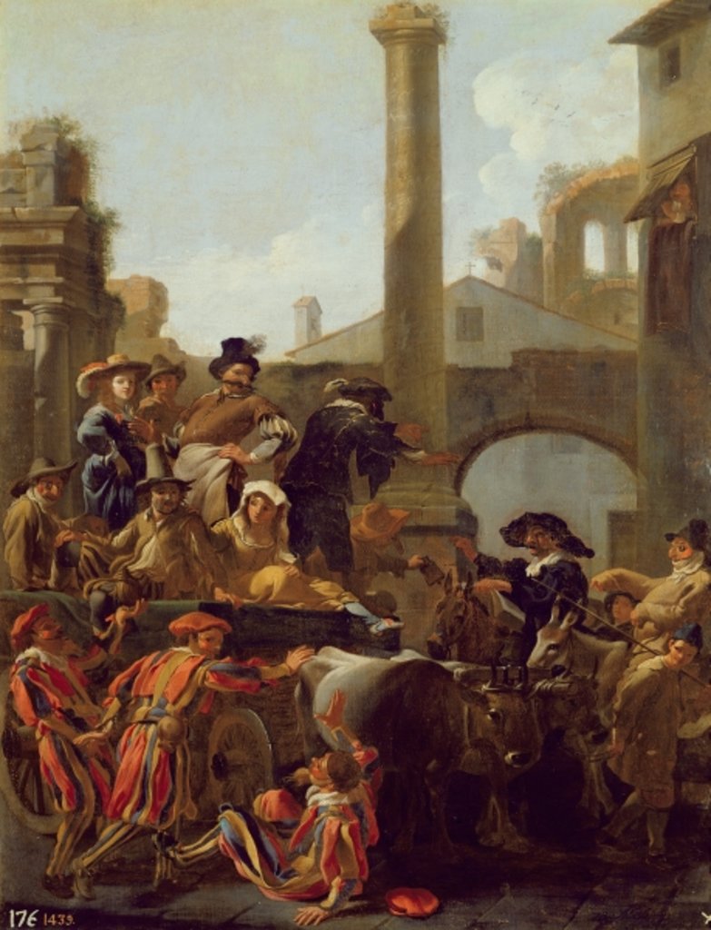 Detail of Carnival Time in Rome, 1653 by Jan van Bike Miel
