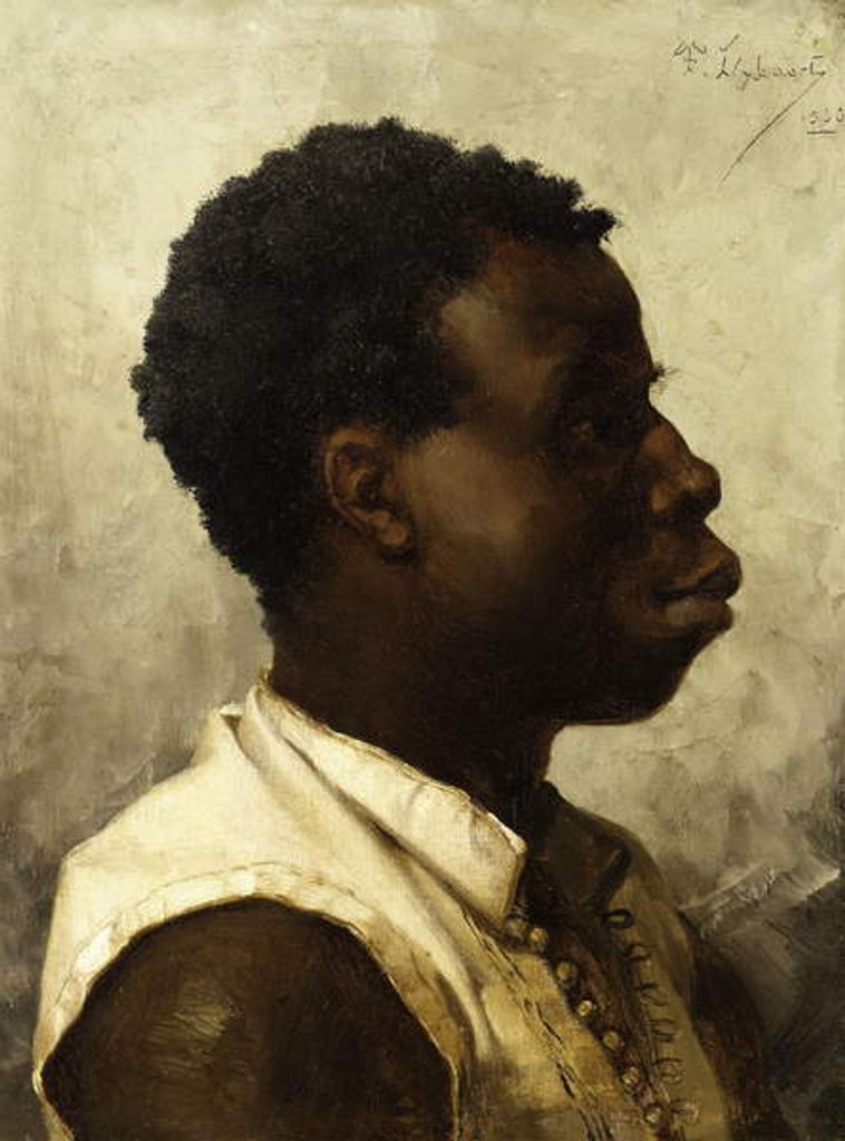 Detail of Portrait of a Young African, 1883 by Theophile Marie Francois Lybaert