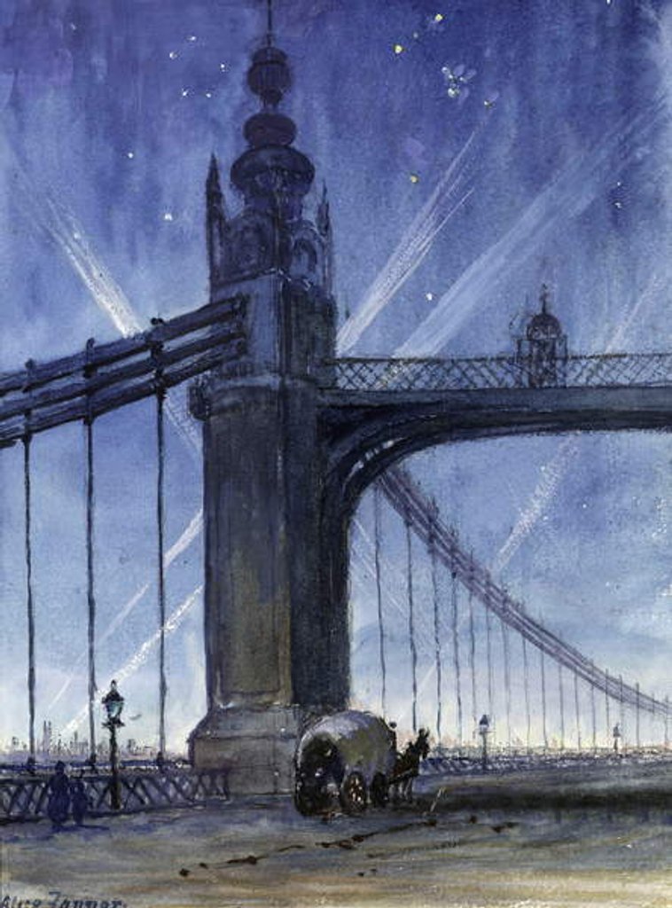 Detail of Wartime Spot Lights from Chelsea Bridge, c.1917 by Alice Maud Fanner