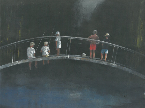 Detail of Children fishing by Lincoln Seligman