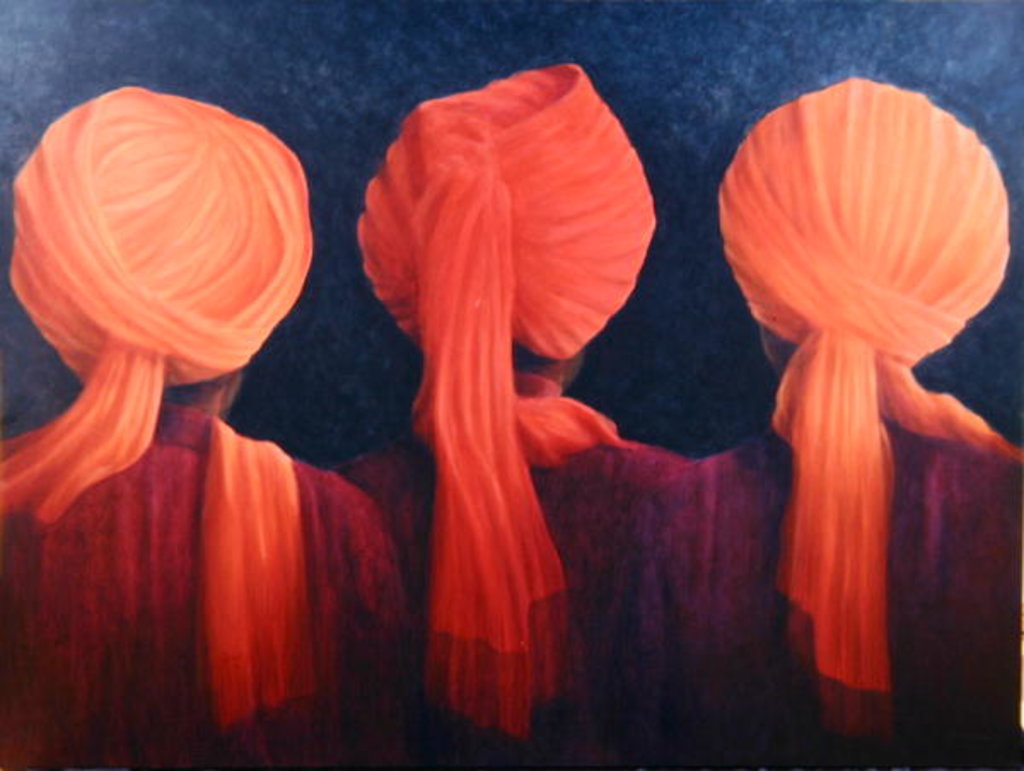 Detail of Turban Triptych, 2005 by Lincoln Seligman