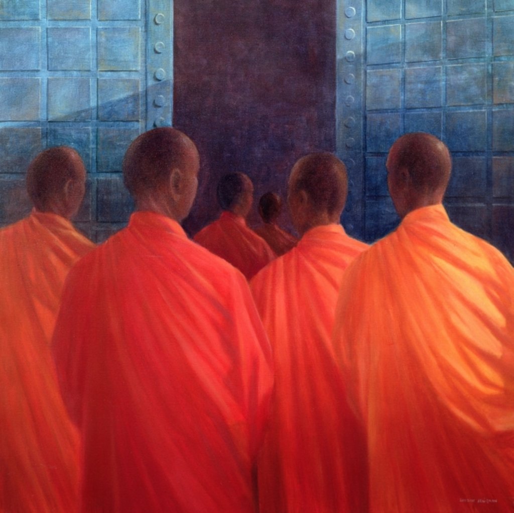 Detail of Saffron Monks by Lincoln Seligman