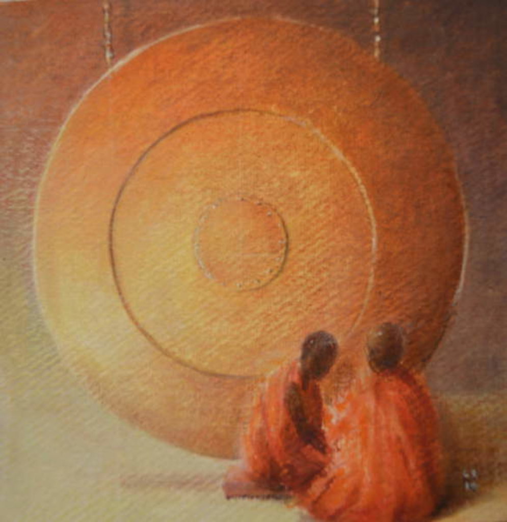 Detail of Monk, Gong and Pupil by Lincoln Seligman