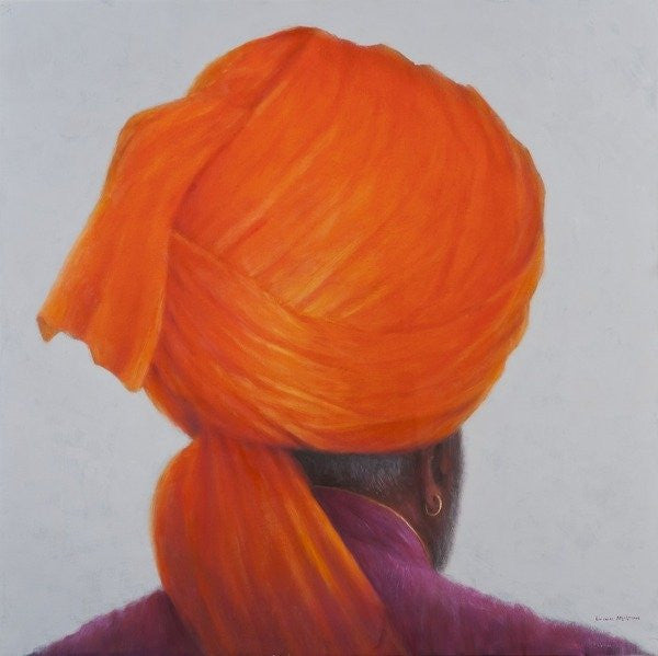 Detail of Saffron Turban by Lincoln Seligman