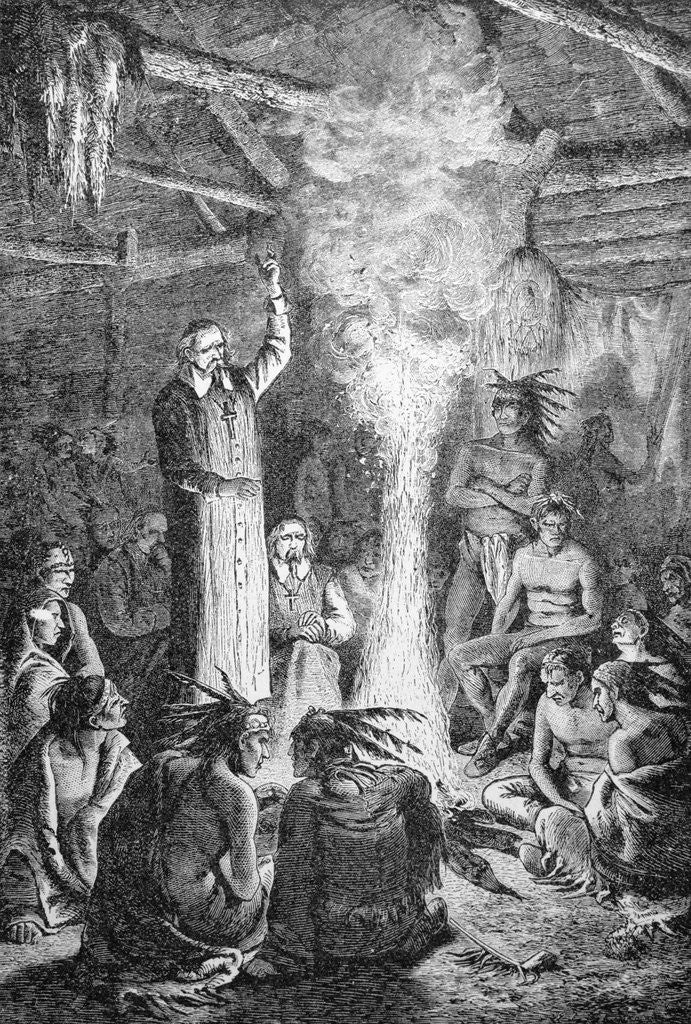 Detail of Illustration of Saint Jean de Brebeuf Speaking to Indian Council by Anonymous