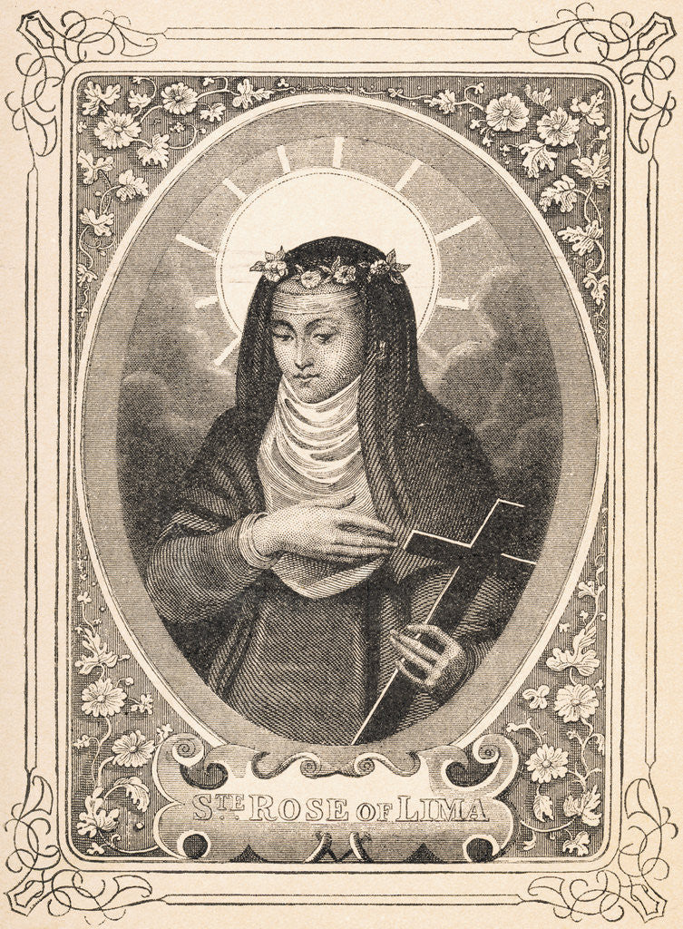 Detail of Portrait of Saint Rose of Lima Holding a Cross by Anonymous