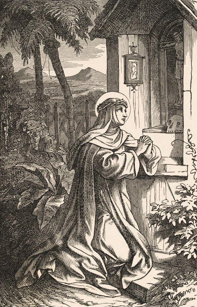 Detail of Portrait of Saint Rose of Lima Praying by Anonymous