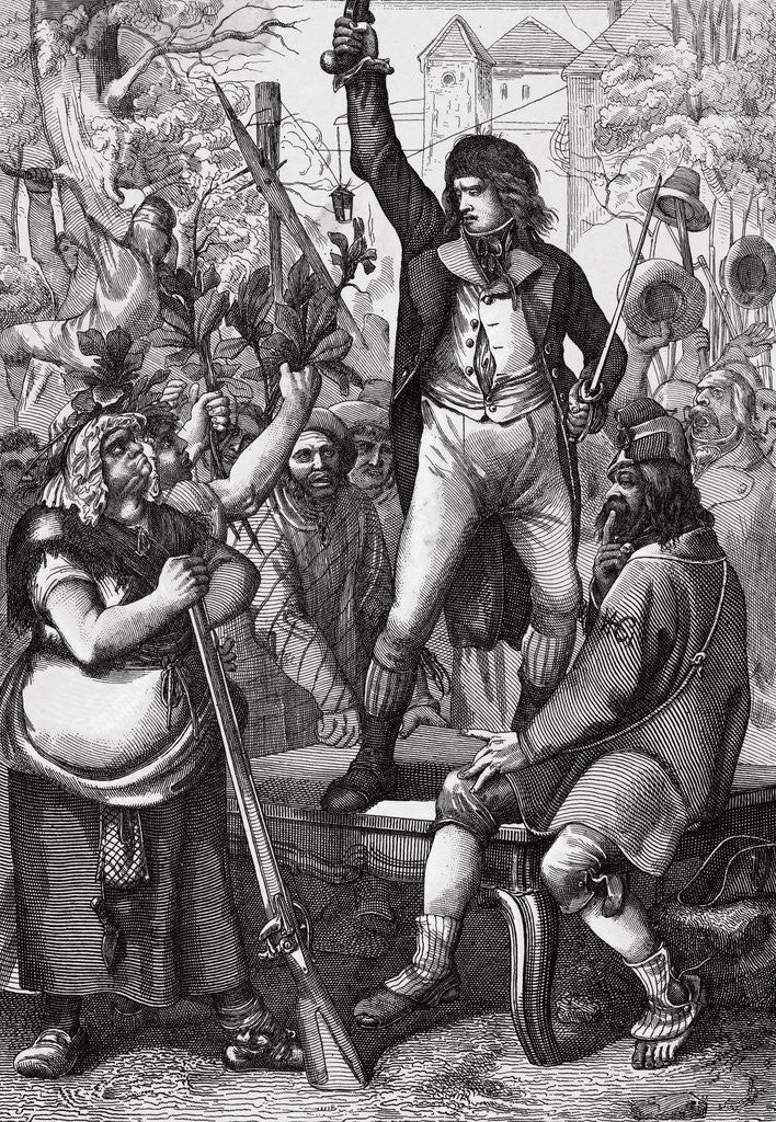 Detail of Man Assembling Crowd During French Revolution by Anonymous