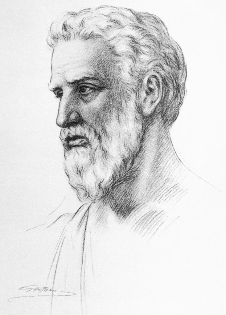 Detail of Portrait Illustration of Pythagoras by Anonymous
