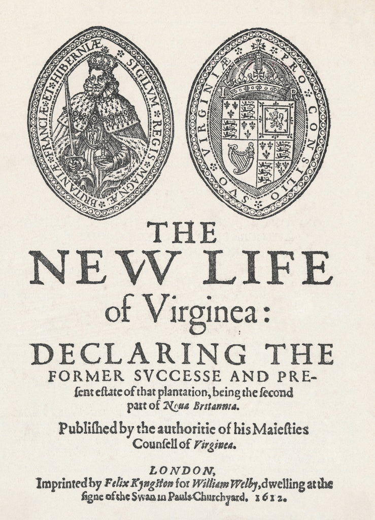 Detail of Portrait of The New Life of Virginia Document by Anonymous