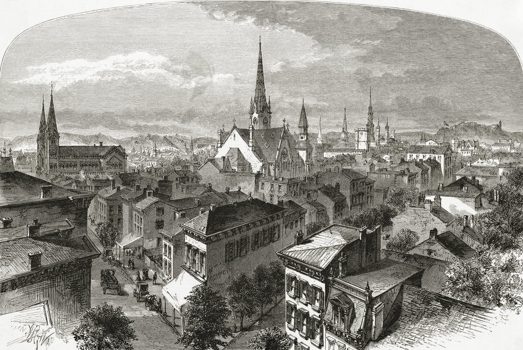 Detail of Engraved Scene of Cincinnati by Anonymous