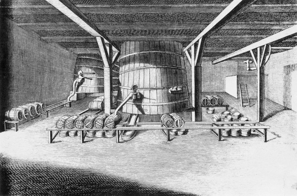 Detail of Interior of an Early Beer Making Plant by Anonymous