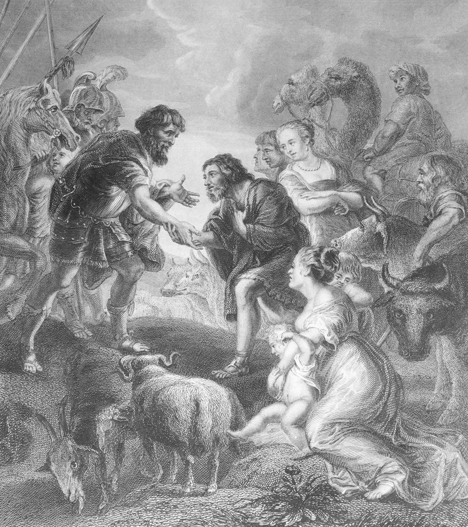 Detail of Esau Greeting Jacob by Anonymous