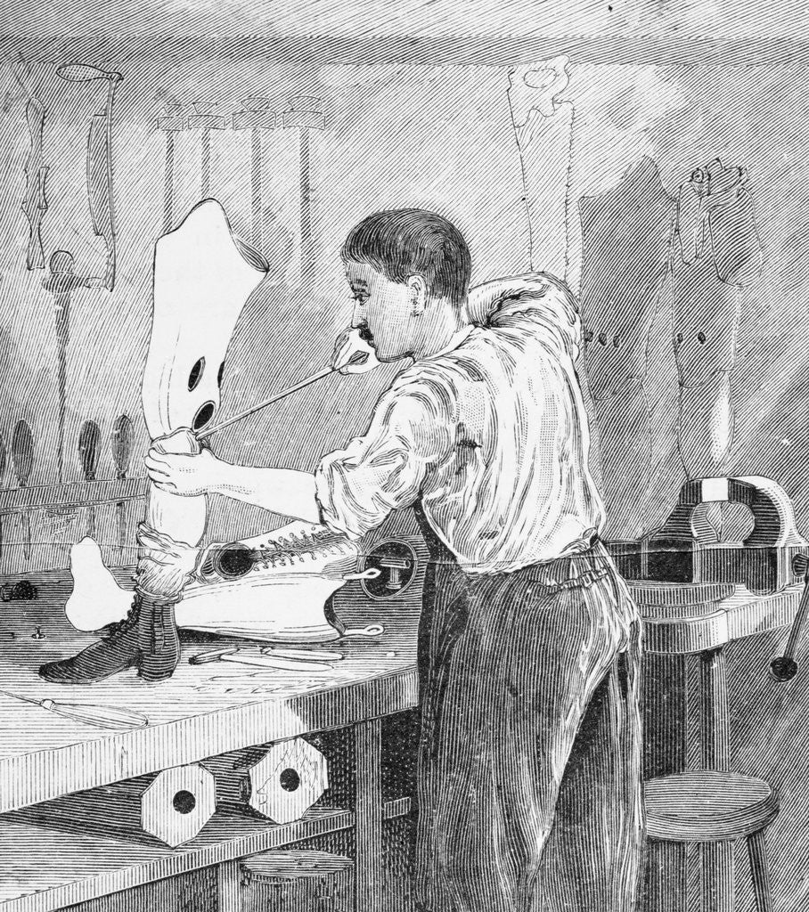 Detail of Man Working on Prosthetics by Anonymous