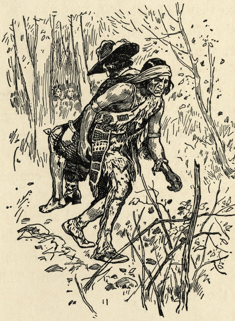Detail of Samuel de Champlain Carried by Indian by Anonymous