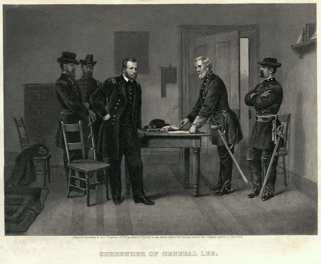 Detail of Surrender of General Lee Illustration by Corbis