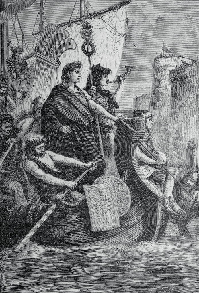 Detail of Julius Caesar Traveling on Channel by Boat by Anonymous