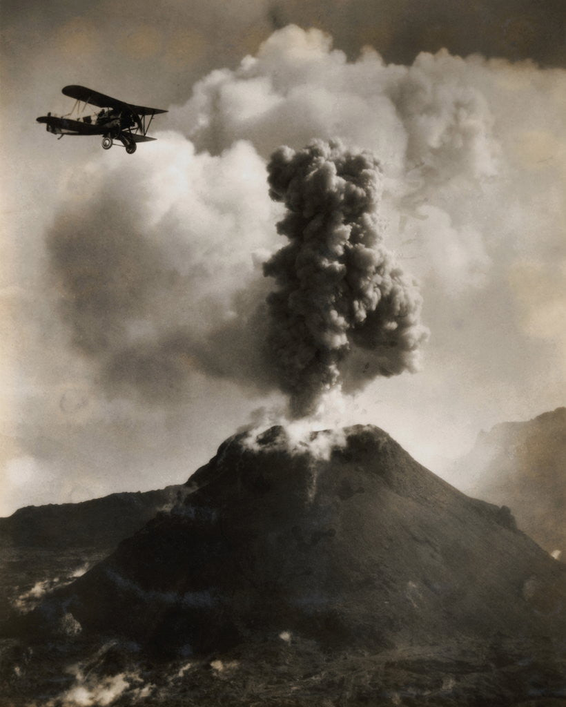 Detail of Airplane over Mount Vesuvius by Anonymous