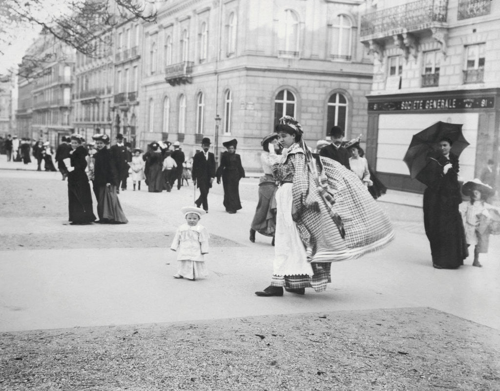 Detail of People Strolling Along Champs-Elysees by Anonymous