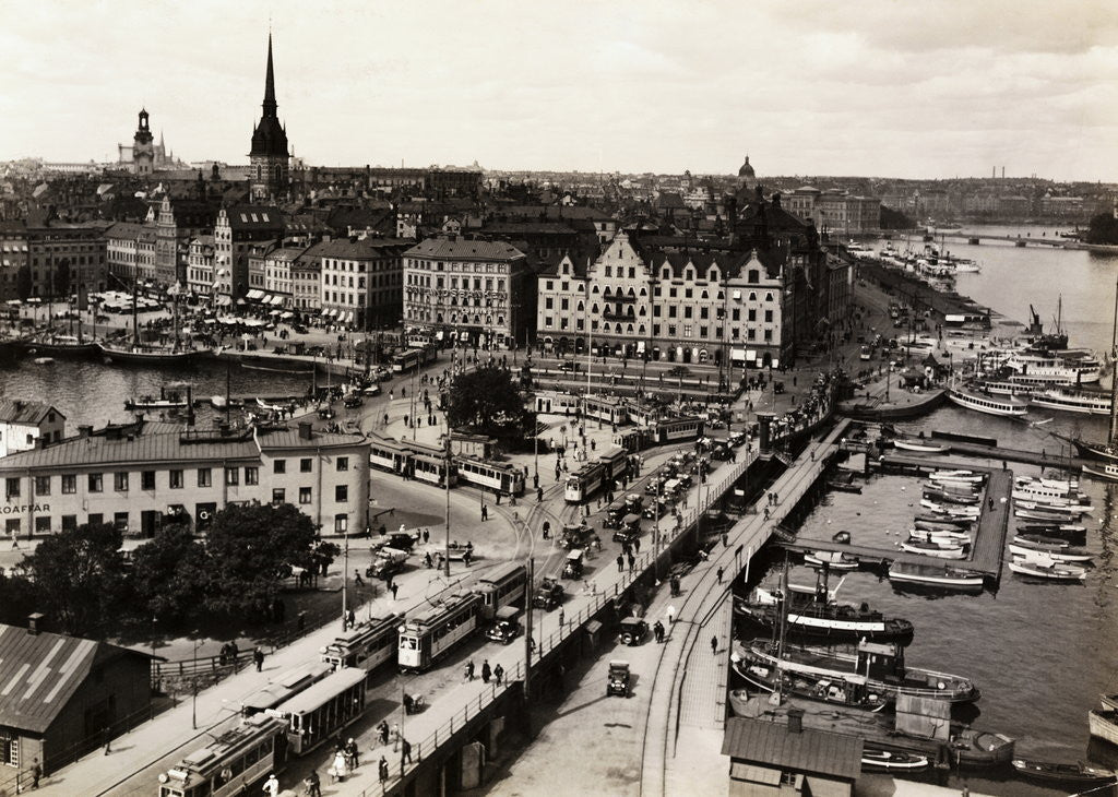 Detail of Aerial View of Stockholm with Waterfront by Anonymous