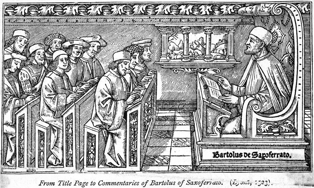 Detail of Teacher Instructing Students in Medieval Classrom by Anonymous