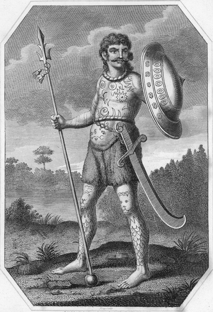 Detail of Engraving of an Ancient Briton by Corbis