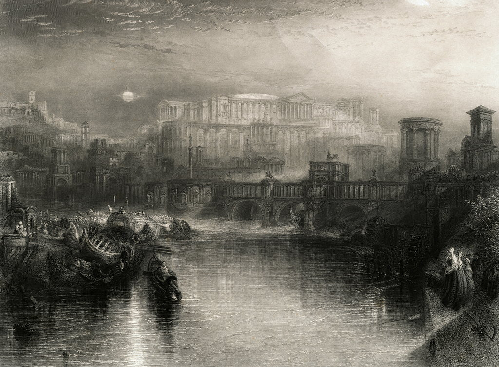 Detail of Engraving Depicting Life in Ancient Rome by Joseph Mallord William Turner