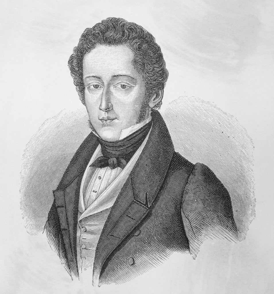 Detail of Drawing of Composer Frederic Chopin by Anonymous